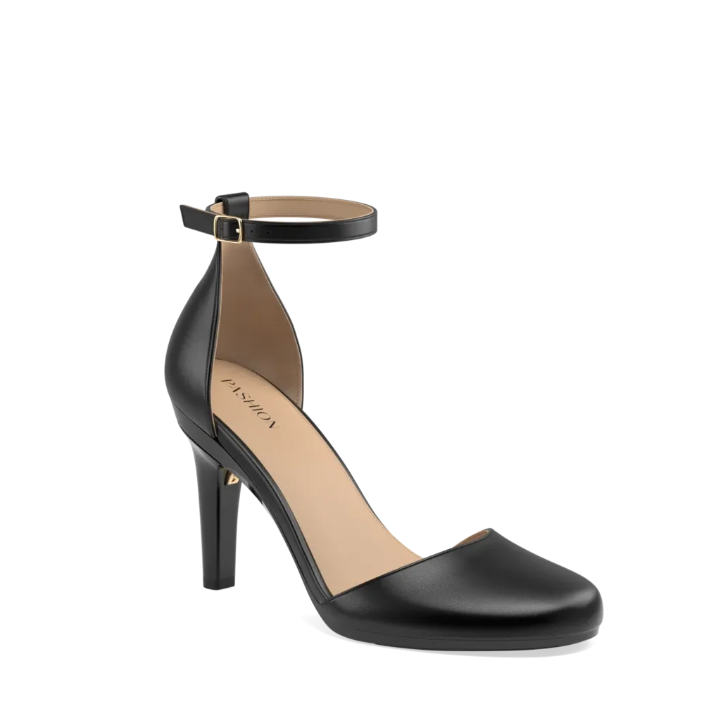 The Jocelyn - Coal Leather 4 Stiletto