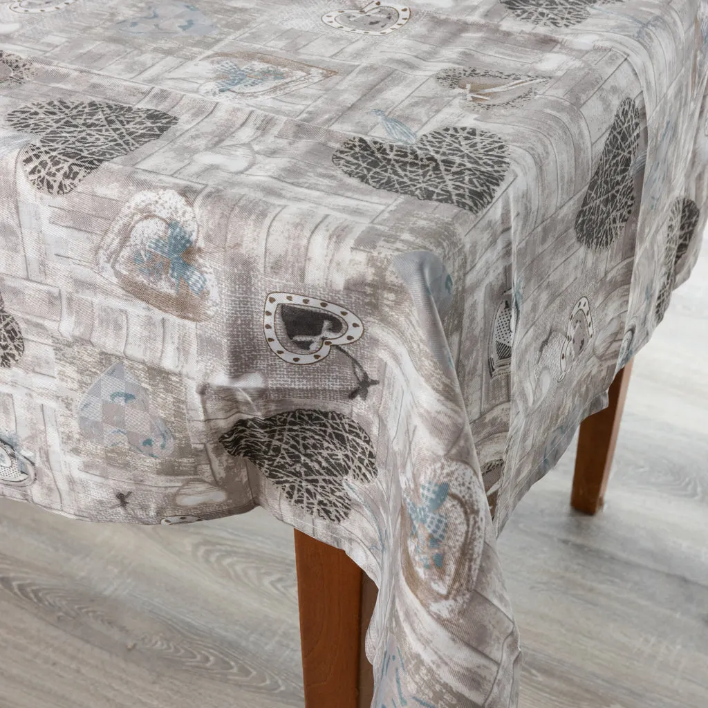 Tovaglia Antimacchia Elegant Cuori Grigio My House