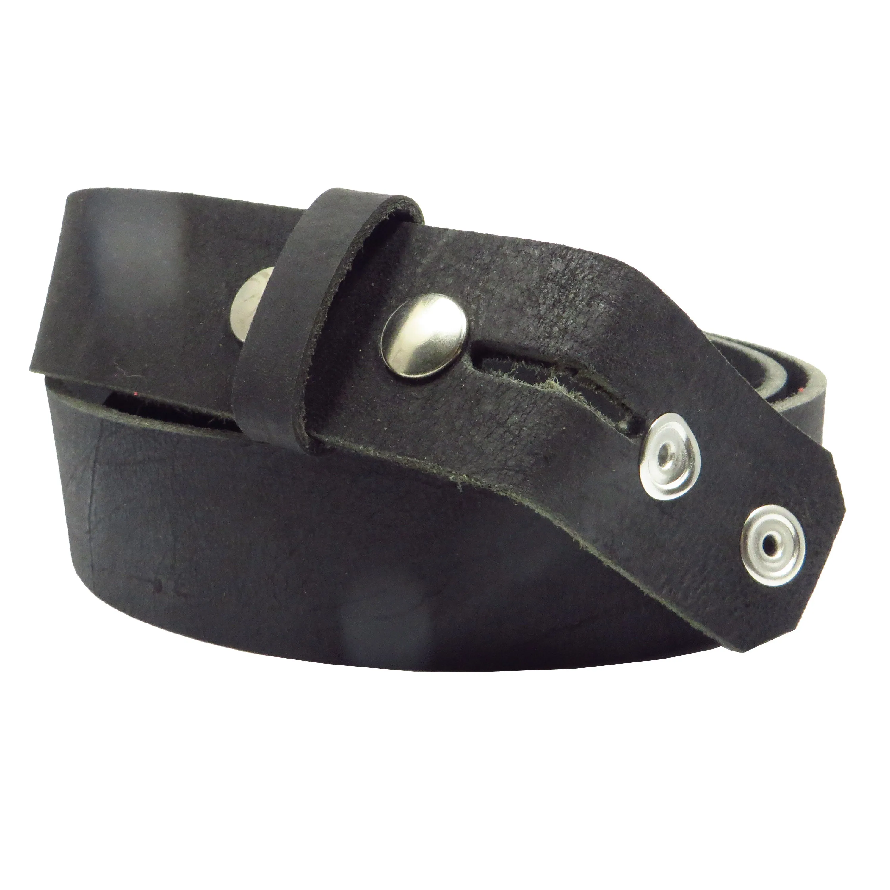 Wechselgürtel mit Druckknöpfe 4 cm breit schwarz Büffelleder